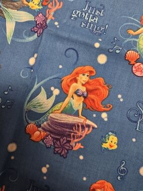 Disney Little Mermaid Ariel Fabric Blue Scenic Cut Piece 45” Springs Creative